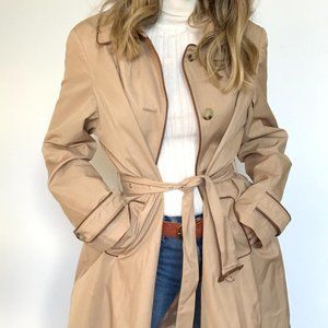 Tan Ralph Lauren Trench Coat With Leather Binding Size XL